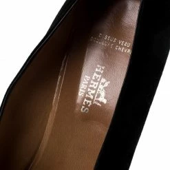 Hermes Black Suede Vintage Platform Pumps Size 40 For Women -Deals Hermes Store luxury women hermes used shoes p228223 005