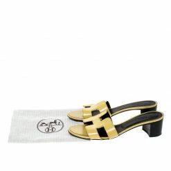 Hermes Yellow Patent Leather Oasis Slides Size 37 For Women -Deals Hermes Store luxury women hermes used shoes p229054 009