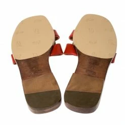Hermes Red Leather Oran Slip On Slides Size 41 For Women -Deals Hermes Store luxury women hermes used shoes p229428 002