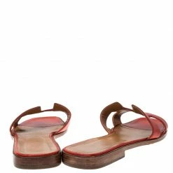 Hermes Red Leather Oran Slip On Slides Size 41 For Women -Deals Hermes Store luxury women hermes used shoes p229428 003