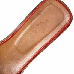 Hermes Red Leather Oran Slip On Slides Size 41 For Women -Deals Hermes Store luxury women hermes used shoes p229428 005