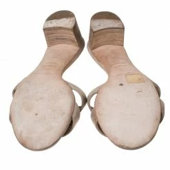 Hermes Beige Metallic Textured Nubuck Leather Oran Sandals Size 41 For Women -Deals Hermes Store luxury women hermes used shoes p232035 002