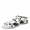 Hermes White Leather Karlotta Cut Out Flat Sandals Size 36.5 For Women -Deals Hermes Store luxury women hermes used shoes p234811 004
