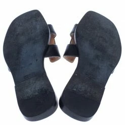 Hermes Black Leather Oran Flat Slides Size 37 For Women -Deals Hermes Store luxury women hermes used shoes p238094 007