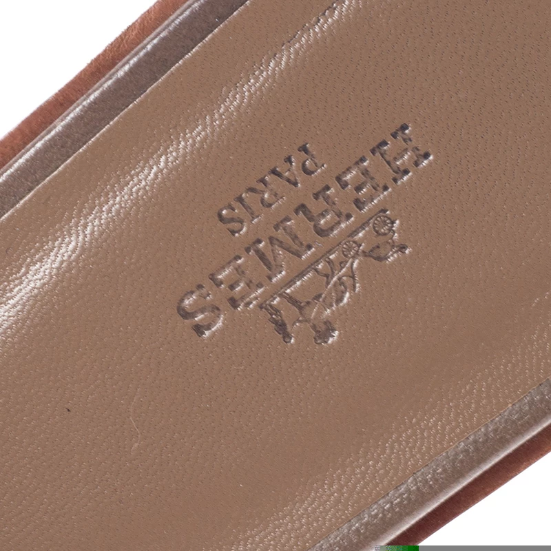 Hermes Brown Leather Oran Flat Slides Size 39 For Women 8 Hermes Brown Leather Oran Flat Slides Size 39 For Women - Image 6
