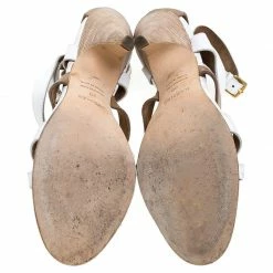 Hermes White/Brown Leather Strappy Open Toe Sandals Size 38 For Women -Deals Hermes Store luxury women hermes used shoes p242870 003