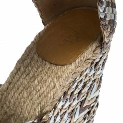 Hermes Multicolor Braided Leather And Raffia Platform Ankle Strap Wedge Sandals Size 38 For Women -Deals Hermes Store luxury women hermes used shoes p243136 003