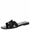 Hermes Black Glitter Leather Oran Flat Slides Size 41 For Women -Deals Hermes Store luxury women hermes used shoes p244266 006