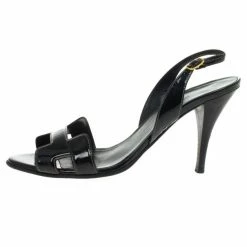 Hermes Black Patent Night Slingback Sandals Size 39 For Women -Deals Hermes Store luxury women hermes used shoes p24583 002