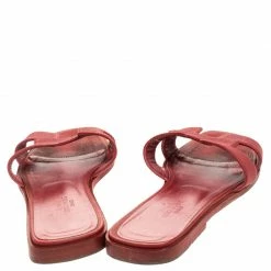 Hermes Red Leather Oran Flat Slides Size 37 For Women -Deals Hermes Store luxury women hermes used shoes p245889 003