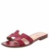 Hermes Red Leather Oran Flat Slides Size 38.5 For Women -Deals Hermes Store luxury women hermes used shoes p248334 006