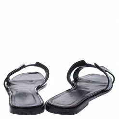 Hermes Black Patent Leather Oran Flat Slides Size 37.5 For Women -Deals Hermes Store luxury women hermes used shoes p249007 007