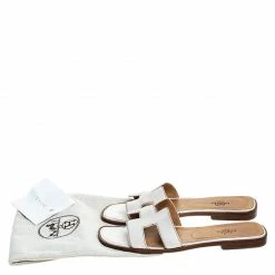 Hermes White Leather Oran Slide Sandals Size 39 For Women -Deals Hermes Store luxury women hermes used shoes p250496 007