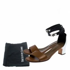 Hermes Tricolor Leather Manege Ankle Wrap Sandals Size 40.5 For Women -Deals Hermes Store luxury women hermes used shoes p251225 001