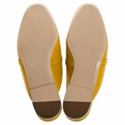 Hermes Mustard Calfskin Leather Palladium Plated Oz Mules Size 41 For Women -Deals Hermes Store luxury women hermes used shoes p255302 001