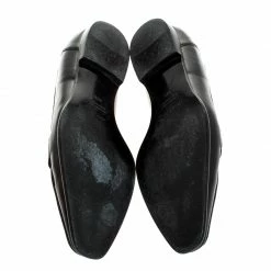 Hermes Black Leather Silver H Logo Loafers Size 39.5 For Women -Deals Hermes Store luxury women hermes used shoes p256069 001