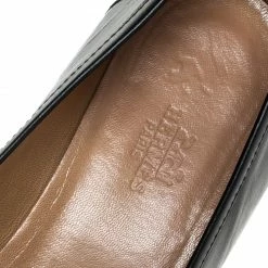 Hermes Black Leather Silver H Logo Loafers Size 39.5 For Women -Deals Hermes Store luxury women hermes used shoes p256069 004