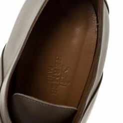 Hermes Grey Leather Lace Up Pointed Toe Ankle Boots Size 38.5 For Women -Deals Hermes Store luxury women hermes used shoes p256388 004