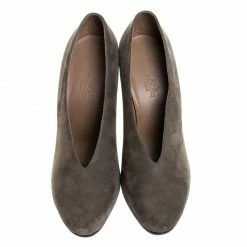 Hermes Khaki Suede Florida Pumps Size 39.5 For Women -Deals Hermes Store luxury women hermes used shoes p257160 003