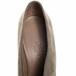 Hermes Khaki Suede Florida Pumps Size 39.5 For Women -Deals Hermes Store luxury women hermes used shoes p257160 004