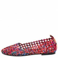 Hermes Hermès Multicolor Woven Silk Minorque Ballet Flats Size 40 For Women -Deals Hermes Store luxury women hermes used shoes p257825 005