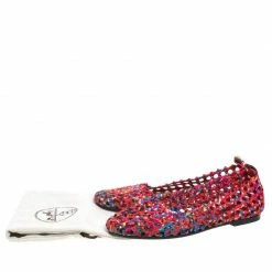Hermes Hermès Multicolor Woven Silk Minorque Ballet Flats Size 40 For Women -Deals Hermes Store luxury women hermes used shoes p257825 008