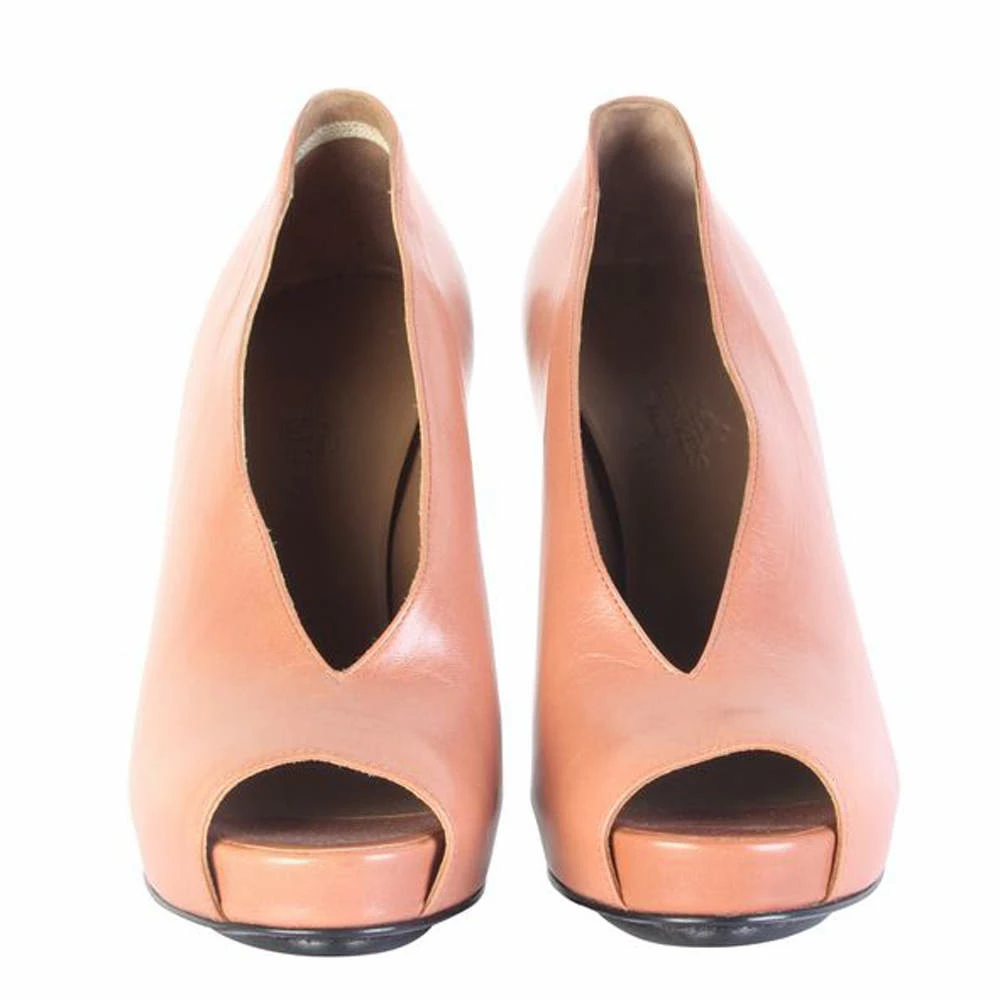 Hermes Pink/Peach Leather Heels Size 37 For Women 4 Hermes Pink/Peach Leather Heels Size 37 For Women - Image 2
