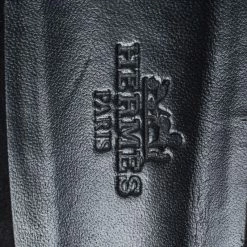 Hermes Metallic Silver Leather And Black Suede Chaine D'ancre Flat Sandals Size 40 For Women -Deals Hermes Store luxury women hermes used shoes p259052 006