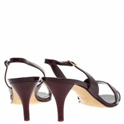 Hermes Dark Burgundy Patent Leather Night Slingback Sandals Size 40.5 For Women -Deals Hermes Store luxury women hermes used shoes p262053 002