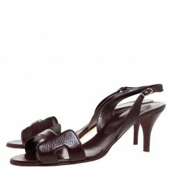 Hermes Dark Burgundy Patent Leather Night Slingback Sandals Size 40.5 For Women -Deals Hermes Store luxury women hermes used shoes p262053 007