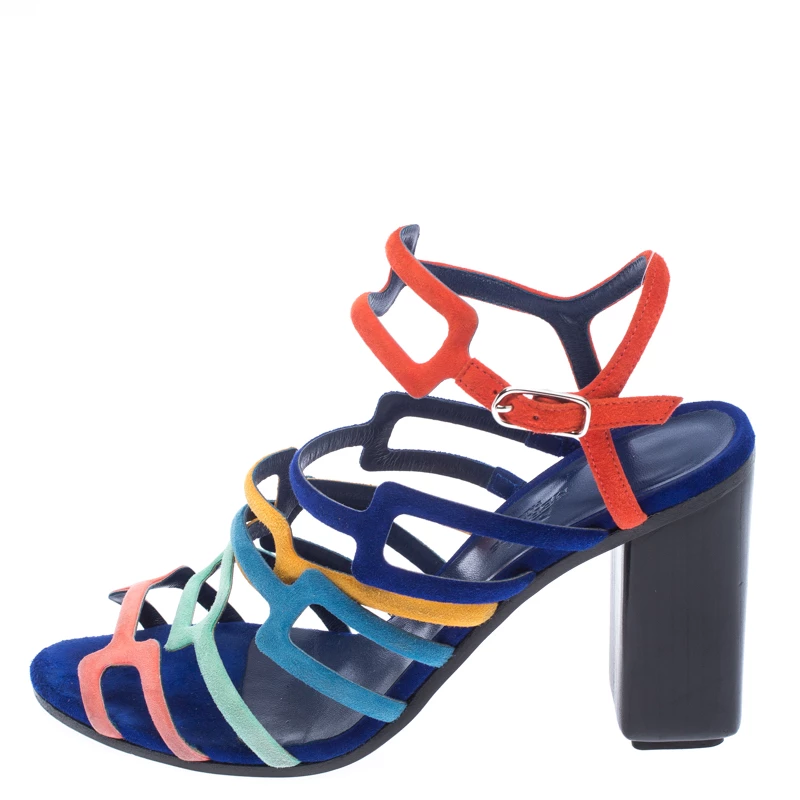Hermes Multicolor Suede Oracle Sandals Size 38.5 For Women 4 Hermes Multicolor Suede Oracle Sandals Size 38.5 For Women - Image 2