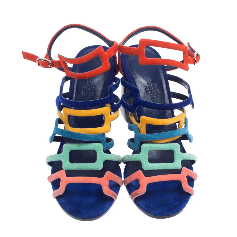 Hermes Multicolor Suede Oracle Sandals Size 38.5 For Women 5 Hermes Multicolor Suede Oracle Sandals Size 38.5 For Women - Image 3