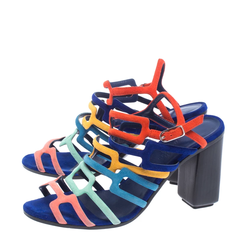 Hermes Multicolor Suede Oracle Sandals Size 38.5 For Women 6 Hermes Multicolor Suede Oracle Sandals Size 38.5 For Women - Image 4