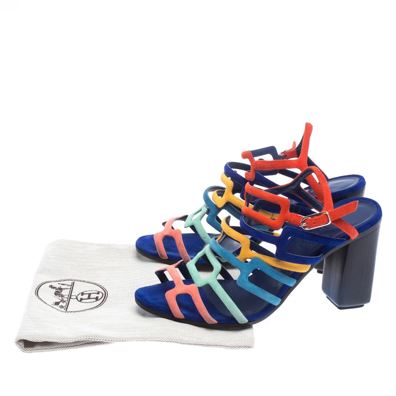 Hermes Multicolor Suede Oracle Sandals Size 38.5 For Women 10 Hermes Multicolor Suede Oracle Sandals Size 38.5 For Women - Image 8