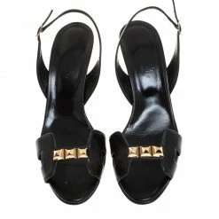 Hermes Black Leather Premiere Ankle Strap Sandals Size 39 For Women -Deals Hermes Store luxury women hermes used shoes p263018 003