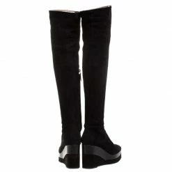 Hermes Black Suede And Leather Platform Wedge Over The Knee Boots Size 37 For Women -Deals Hermes Store luxury women hermes used shoes p263157 006