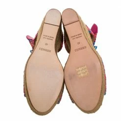 Hermes Multicolor Woven Leather Espadrille Wedge Ankle Strap Sandals Size 40 For Women -Deals Hermes Store luxury women hermes used shoes p272580 002