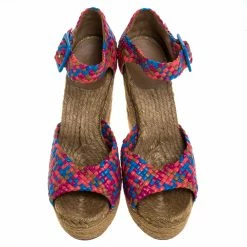 Hermes Multicolor Woven Leather Espadrille Wedge Ankle Strap Sandals Size 40 For Women -Deals Hermes Store luxury women hermes used shoes p272580 004