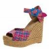 Hermes Multicolor Woven Leather Espadrille Wedge Ankle Strap Sandals Size 40 For Women -Deals Hermes Store luxury women hermes used shoes p272580 007