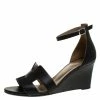 Hermes Black Leather Legend Wedge Ankle Strap Sandals Size 38 For Women -Deals Hermes Store luxury women hermes used shoes p276490 006