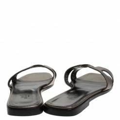Hermes Metallic Grey Leather Oran Flat Slides 39 For Women -Deals Hermes Store luxury women hermes used shoes p276663 1583213259 007