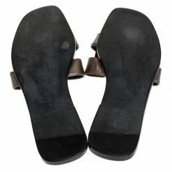 Hermes Metallic Grey Leather Oran Flat Slides 39 For Women -Deals Hermes Store luxury women hermes used shoes p276663 1583213263 008