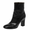 Hermes Black Leather Nadia Block Heel Ankle Boots Size 38.5 For Women -Deals Hermes Store luxury women hermes used shoes p277657 003