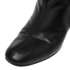 Hermes Black Leather Nadia Block Heel Ankle Boots Size 38.5 For Women -Deals Hermes Store luxury women hermes used shoes p277657 004