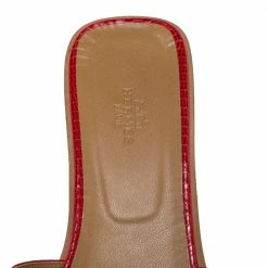Hermes Red Lizard Oran Slide Flats Size 40 For Women -Deals Hermes Store luxury women hermes used shoes p279327 005
