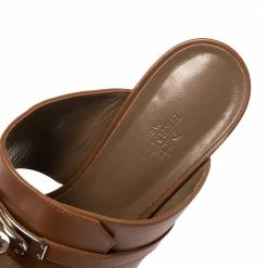 Hermes Brown Leather Ovation Slide Sandals Size 39 For Women -Deals Hermes Store luxury women hermes used shoes p281310 002