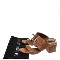 Hermes Brown Leather Ovation Slide Sandals Size 39 For Women -Deals Hermes Store luxury women hermes used shoes p281310 007