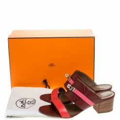Hermes Tricolor Leather Ovation Slide Sandals Size 39 For Women -Deals Hermes Store luxury women hermes used shoes p282135 008