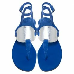 Hermes Electric Blue Suede Wrap Up Thong Flats Sandals Size 40 For Women -Deals Hermes Store luxury women hermes used shoes p285654 003