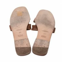 Hermes Brown Leather Oran Flat Slides Size 38.5 For Women -Deals Hermes Store luxury women hermes used shoes p286434 008